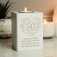 Personalised 50th Golden Wedding Anniversary Wooden Tea Light Holder Extra Image 2 Preview